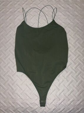 Free People | Olive Green Microstrap Strappy Bodysuit